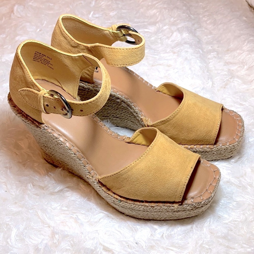 a.n.a. Butter Yellow Open Toe Espadrilles